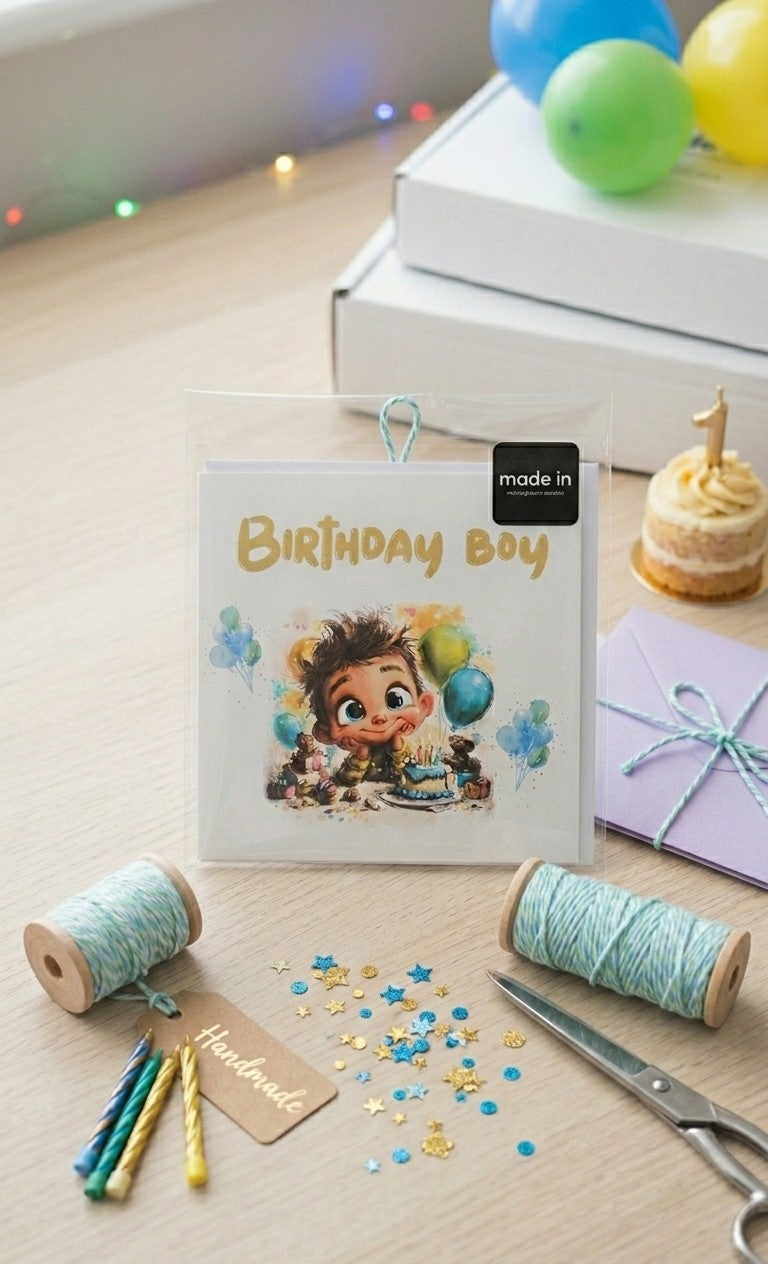 Watercolour Birthday Card for Boy - Hand-Painted Greeting