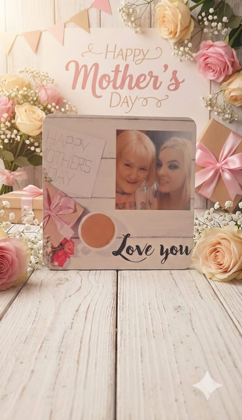 Mothers day personalised photo coaster.