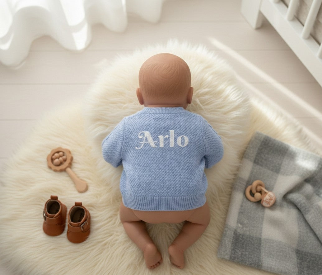 Personalised Baby Cardigan with Custom Name