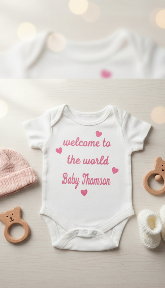Personalized Baby Onesie - Custom Newborn Announcement Gift