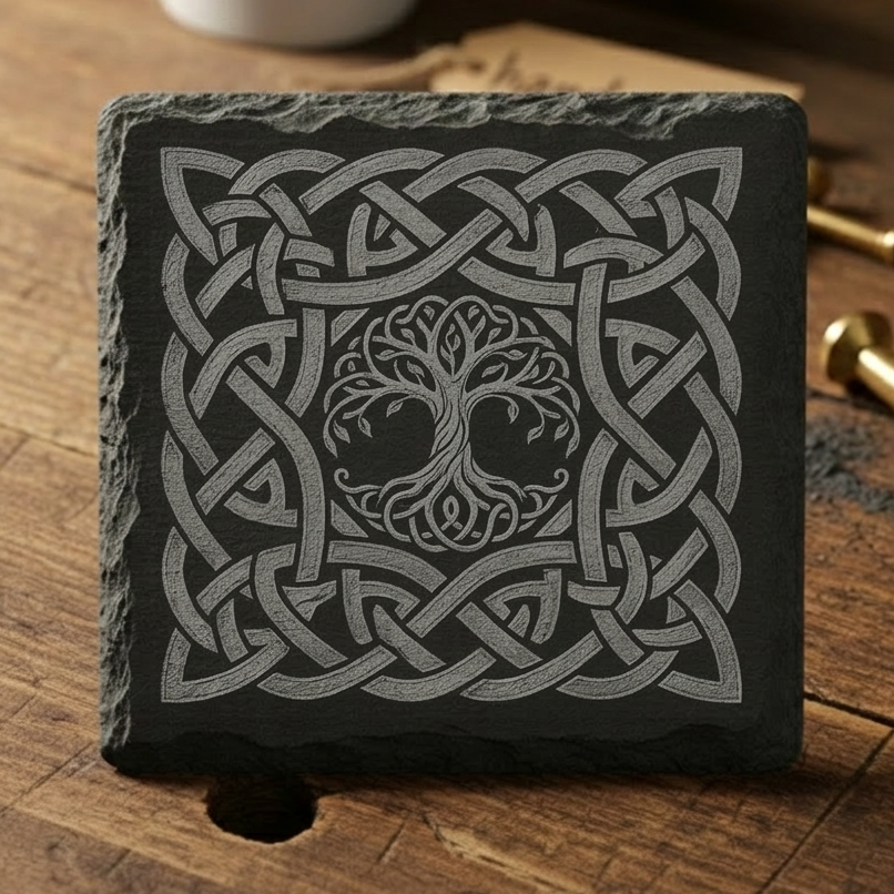Personalised Photo Slate Coaster, Custom Engraved Portrait