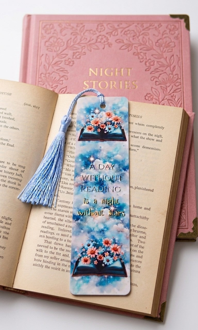 Celestial night sky bookmark with tassel - reader gift for book lovers