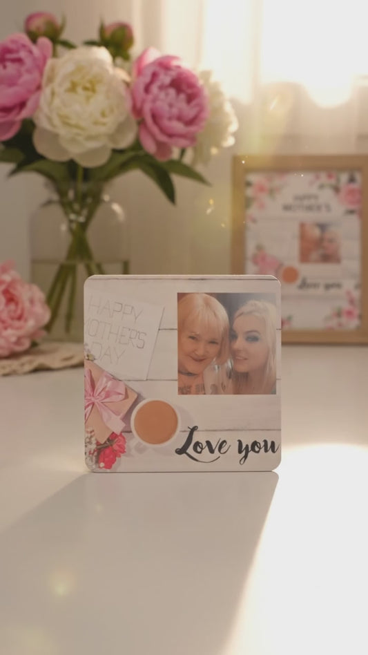 Mothers day personalised photo coaster.