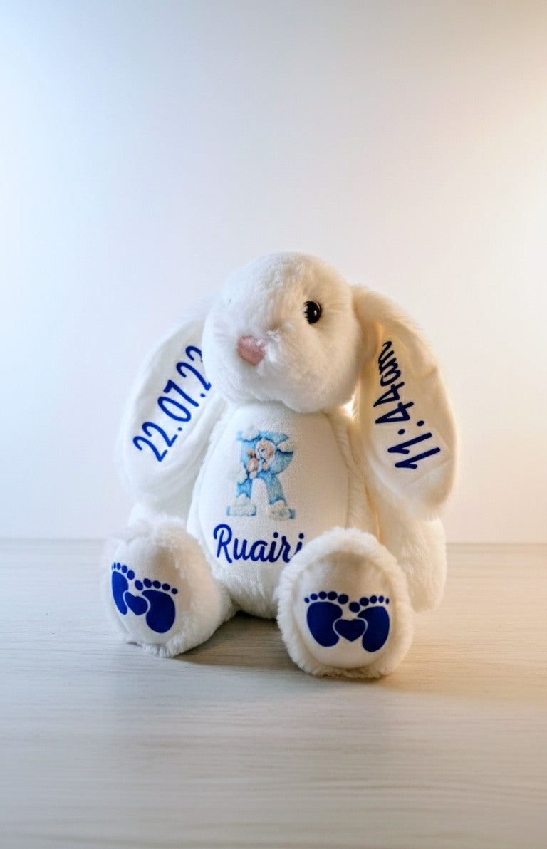 Personalized Birth Stat Bunny - Custom Newborn Gift with Baby Details