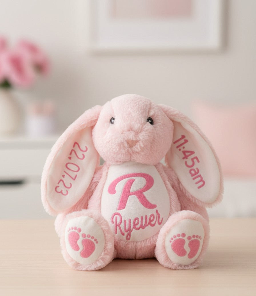 Personalized Birth Stat Bunny - Custom Newborn Gift with Baby Details