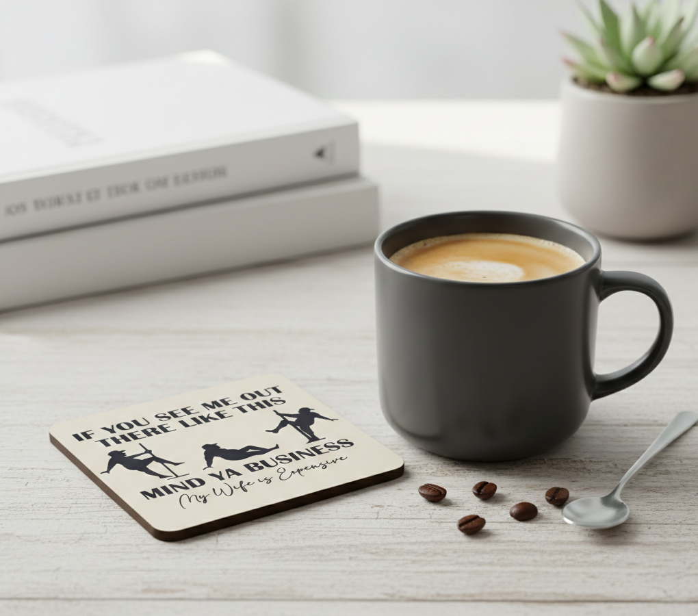 My Wife is Expensive Funny Coaster - Lineman Humor Gift - Man Cave Decor