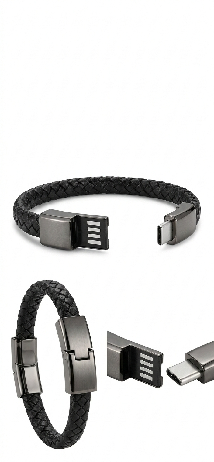 USB-C Charging Cable Bracelet - Wearable Charger for iPhone & Android