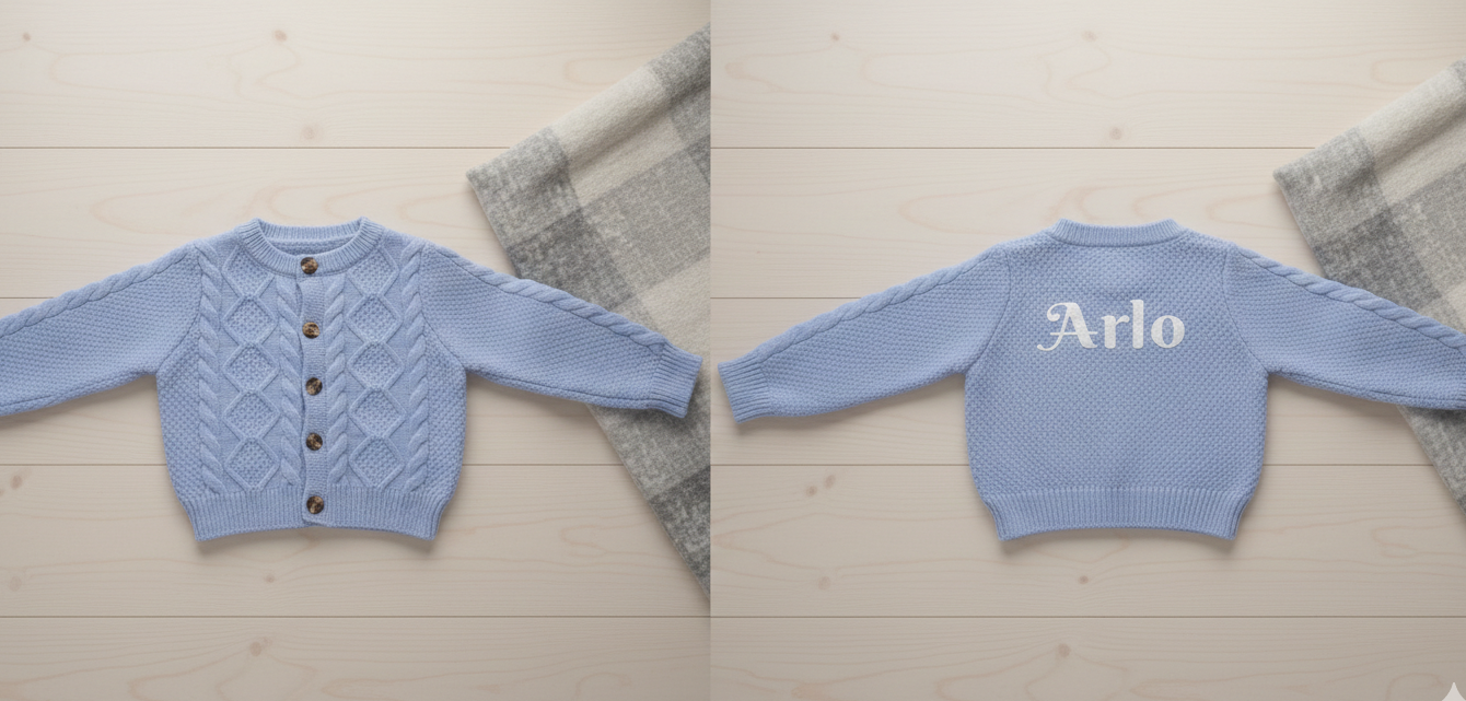 Personalised Baby Cardigan with Custom Name