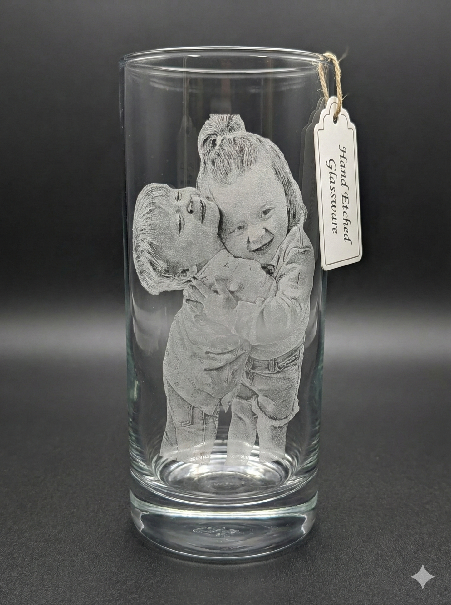 Personalized Photo Engraved Glass Tumbler – Custom Portrait Keepsake Gift