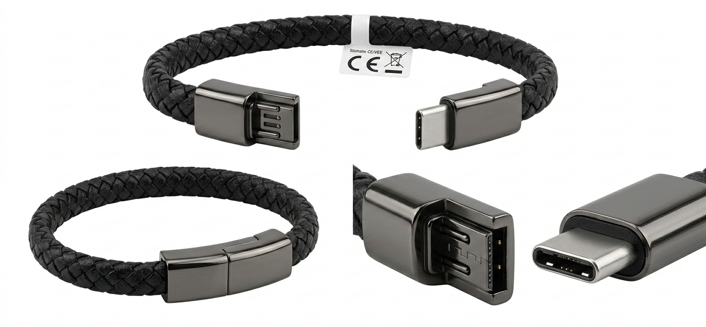 USB-C Charging Cable Bracelet - Wearable Charger for iPhone & Android