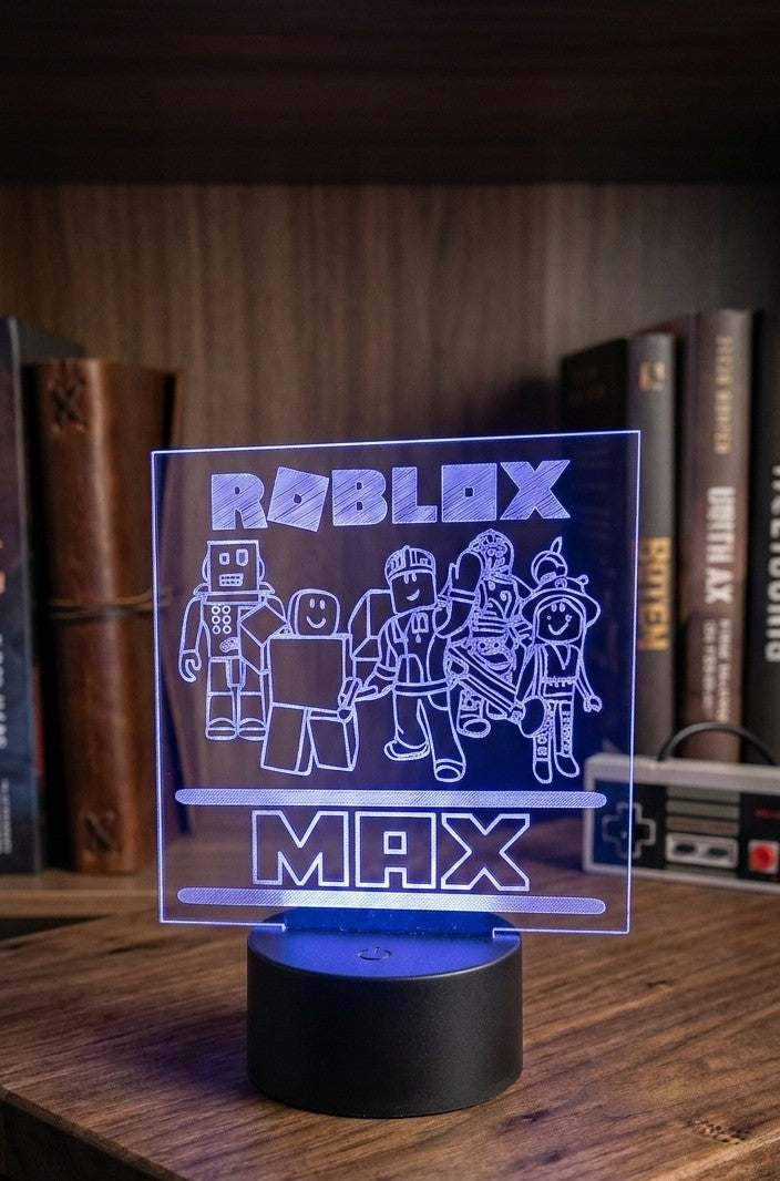 Engraved Roblox LED Night Light - Personalized Kids Name Gift