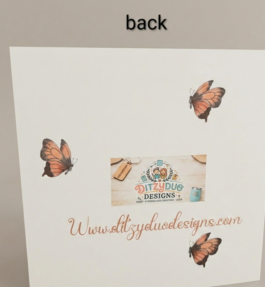 Personalized Whimsical Girl Birthday Card - Butterflies Illustration
