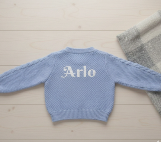 Personalised Baby Cardigan with Custom Name