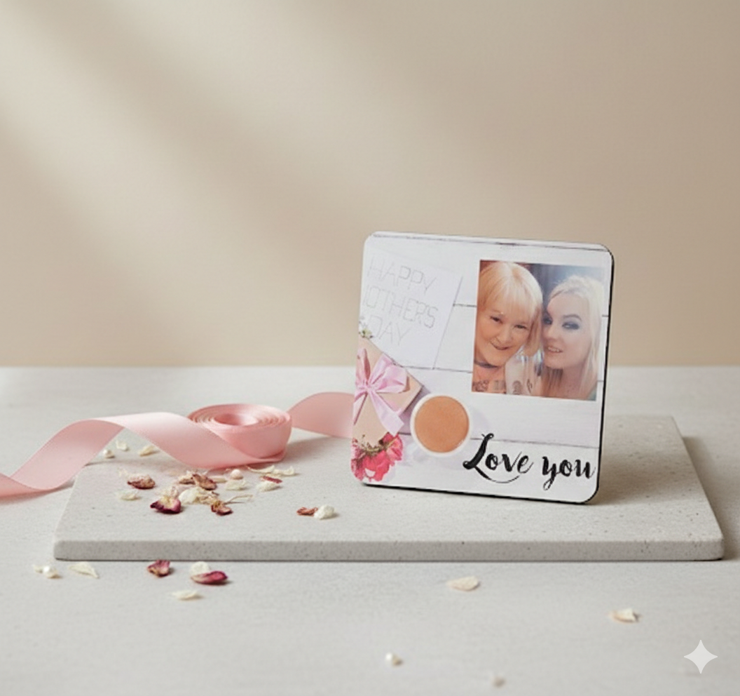 Mothers day personalised photo coaster.