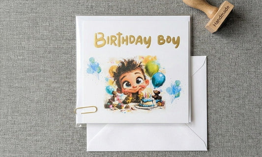 Watercolour Birthday Card for Boy - Hand-Painted Greeting