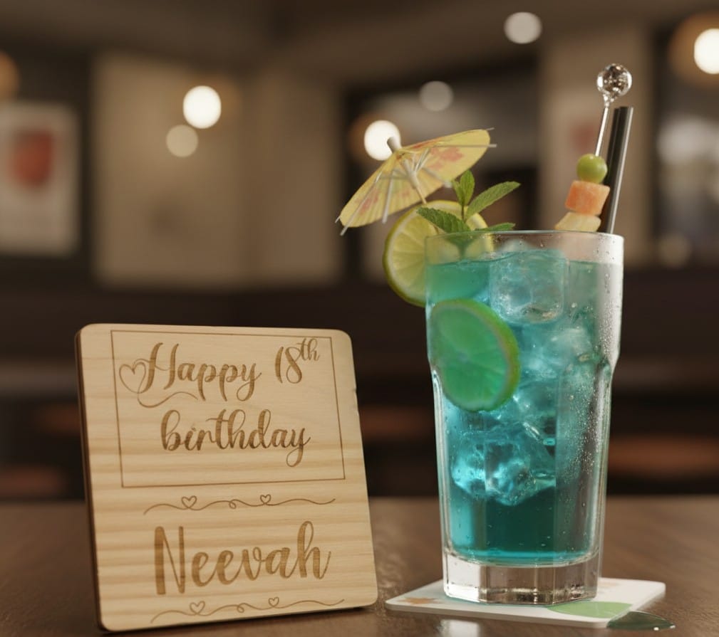 Personalized Birthday Wooden Coaster - Custom Engraved Gift